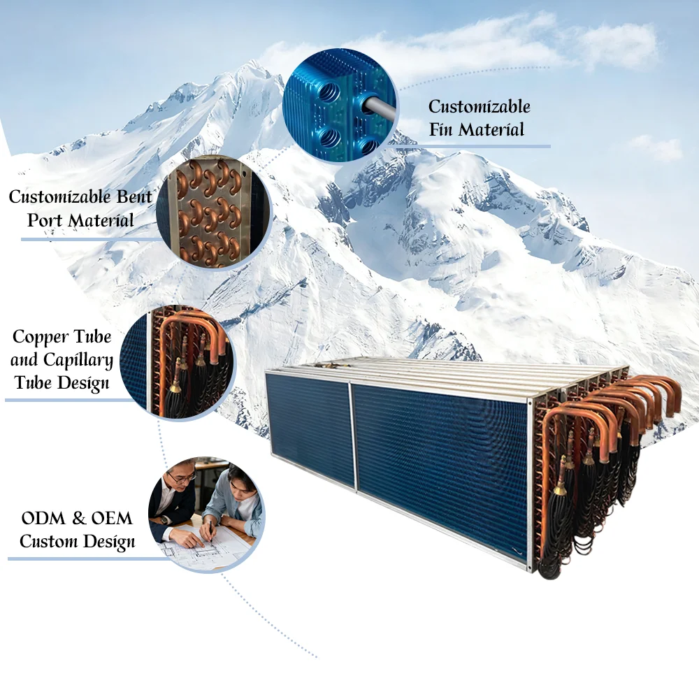 Quick-Customized Stainless Steel Copper Tube Hydrophilic Aluminum Fin Evaporator Refrigeration Equipment Cold  Air