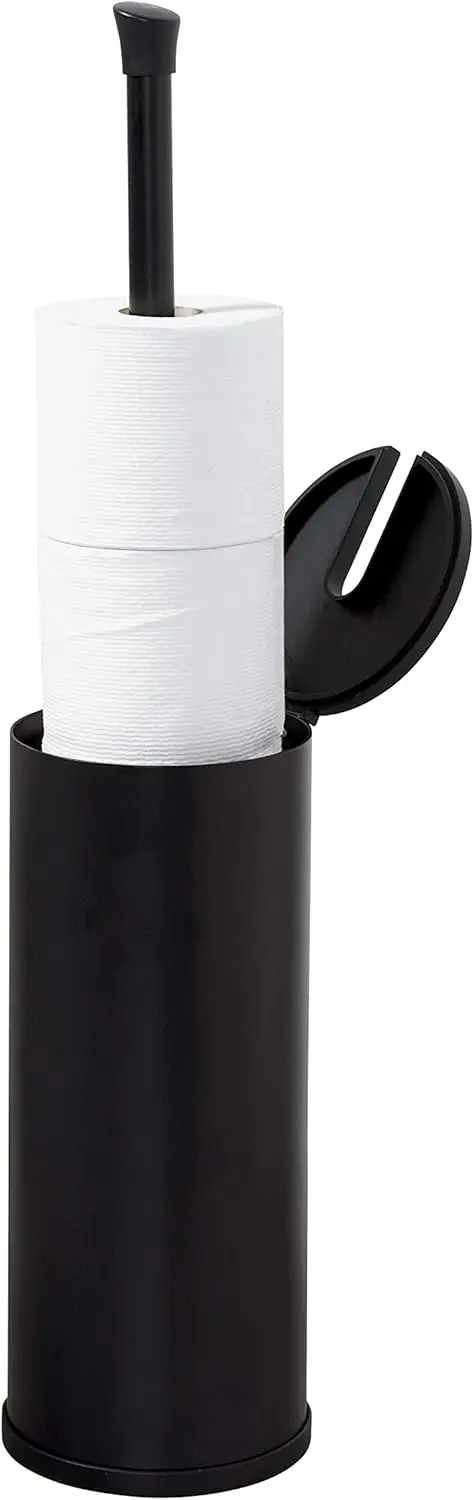 

Easy Access Matte Black Toilet Paper Holder, Rustproof, Holds 3 Rolls with Lid and Grip Handle