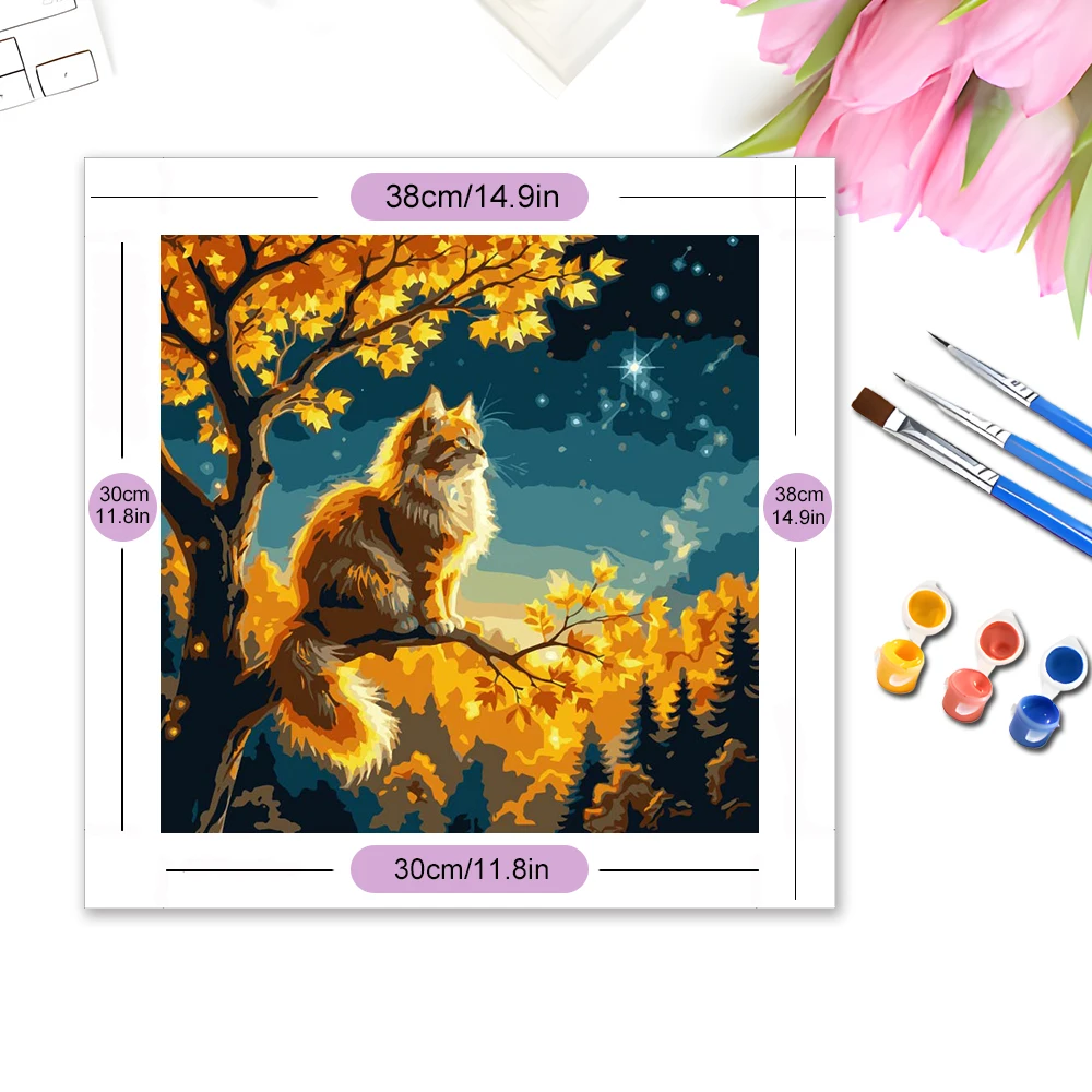Evershine New Arrival Oil Painting By Numbers Set Cat Animal Art Drawing Numbers Painting Maple For Adults Wall Decoration