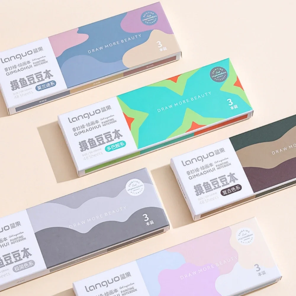 3/6/9/15 قطعة كتاب رسم صغير Languo مربع المائية كراسة الرسم 200 جرام 48 ورقة سميكة اللوحة ورقة العمل الاسترخاء لوازم الفن