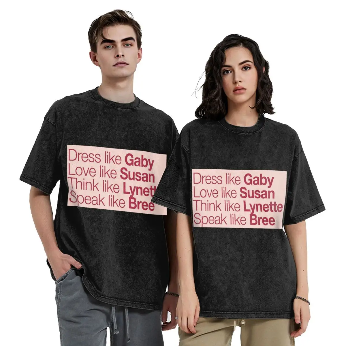 Desperate Housewives ( Red Peach ) Hip Hop Short Sleeve T-Shirts Washed Tops Tees Streetwear T Shirt Vintage for Men woman