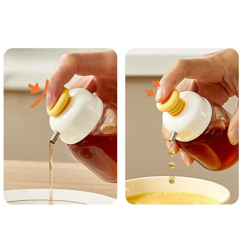 100ml Cooking Oil Jar Glass Bottle Press Type Seasoning Storage Bottle Spice Metered Oil Control Bottle
