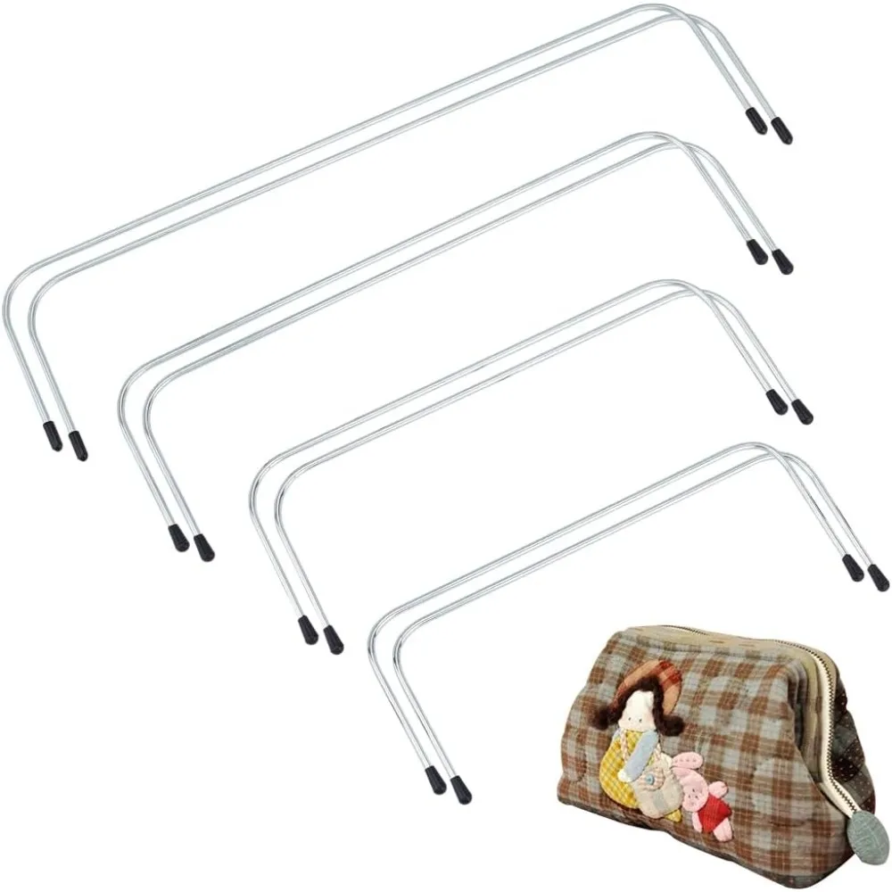 8pcs 4 Size Iron Internal Wire Frame Bags Tubular Frame with Caps Metal Internal Purse Frame for Bag Purse DIY Making Retreat