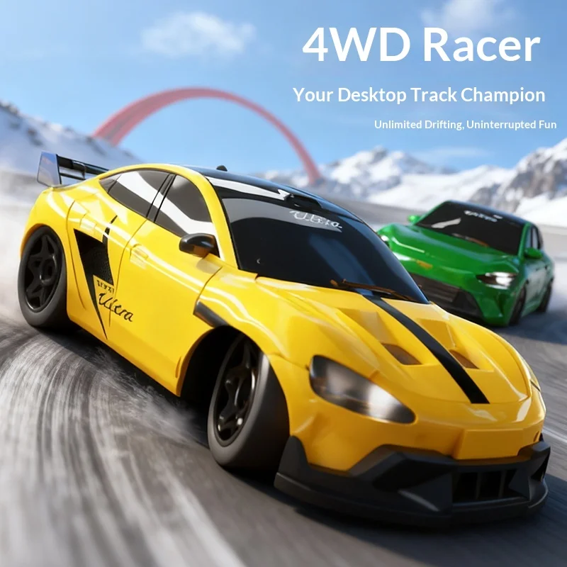 1/64 mini RC Cars, full-scale four-wheel drive, high-speed desktop drift car, pocket car, racing car, toy, dual-tire switch