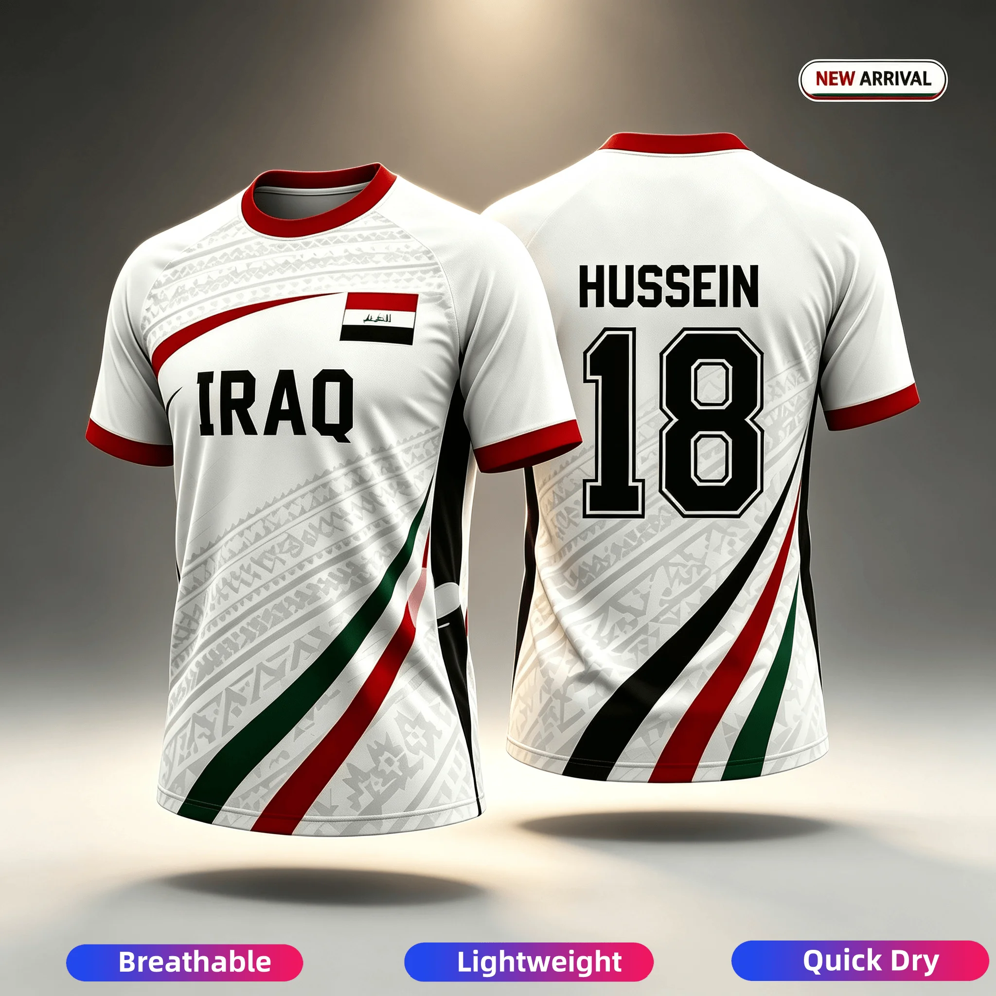 2026 New Summer Iraq Football T-shirt Red Black Green Soccer Jersey Men's Sports Tee Shirt Breathable Women Short Sleeves Top 26