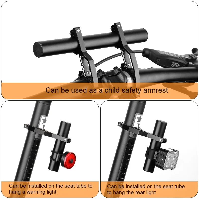 Prolunga manubrio doppia staffa di estensione del manubrio della bicicletta per tenere il supporto del Computer GPS del tachimetro della lampada E-Bike del motociclo