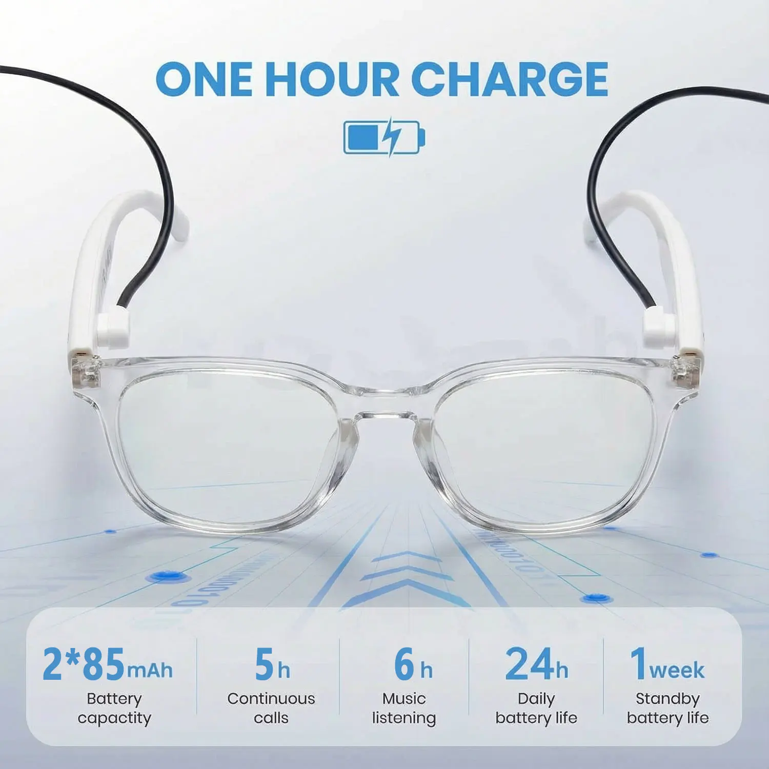 

Audio glasses, translation glasses, music playback, phone calls, app translation, photochromic lenses, touch controls.