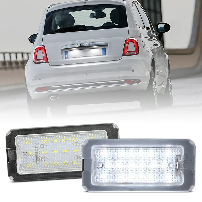 2Pcs For Fiat 500 Abarth 500 All Models 2007-2020 White LED Number License Plate Light Replace OEM 51800482