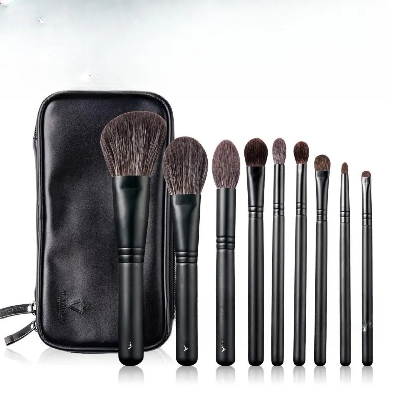 Gray Rat Hair Makeup Brush Set 9 Pcs Whole Animal Hair Beauty Tools Gift Box