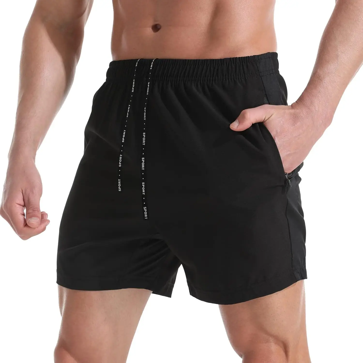 

Gym Shorts for Men 5 Inch - Lightweight Mens Athletic Shorts Quick Dry Workout Running Shorts with Zipper Pockets