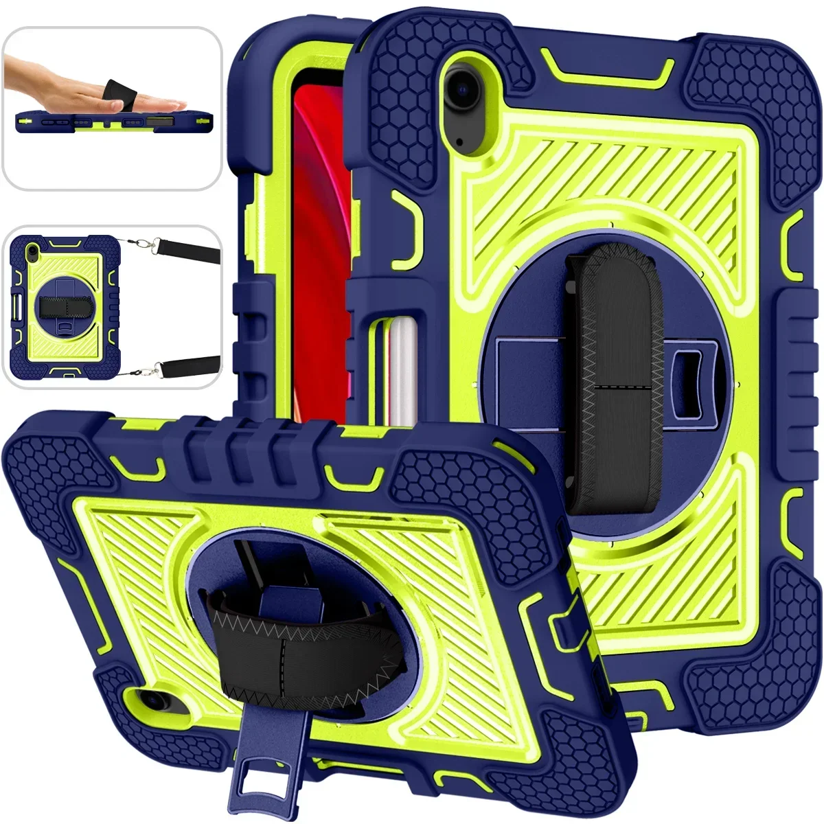 Case for Samsung Tab S7 FE Plus 12.4 SM-T975/T735 S8 Plus Rotating Kickstand Handle Shoulder Strap Case for Tab S7 S8 11 Funda