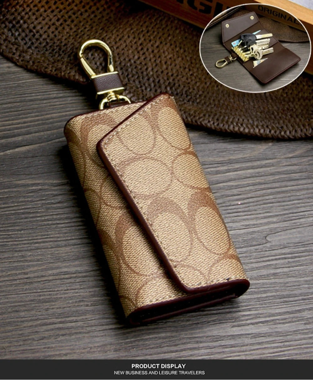 New European and American Style Canvas Car Key Case, Unisex, Large Capacity Key Holder for Men