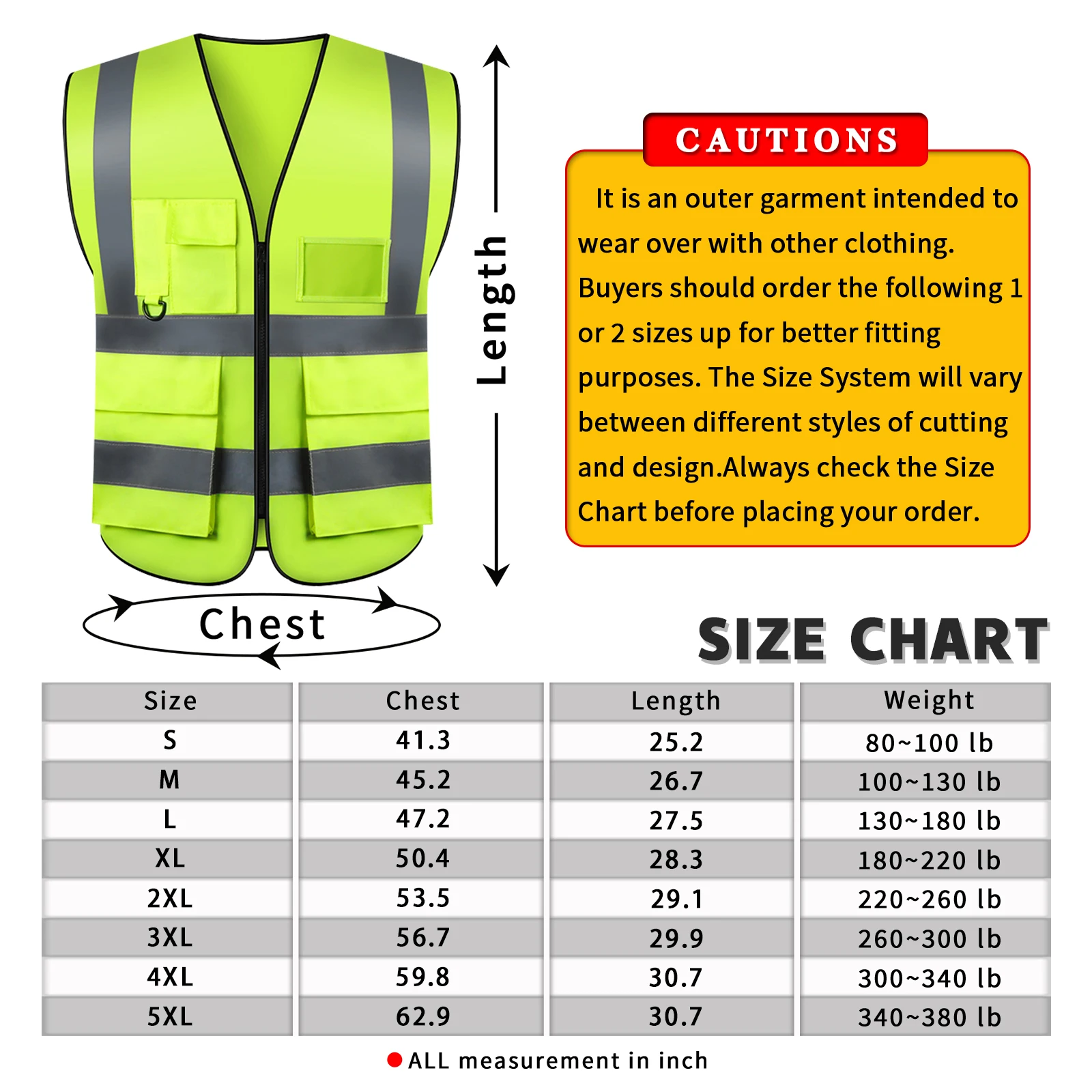 Custom Logo Work Vest with Pockets Zipper Hi Vis Safety Working Clothes for Men Construction Workwear