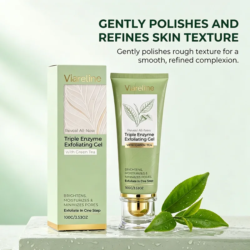 Triple Enzyme Green Tea Exfoliating Gel Brightens Moisturizes Gentle Cleansing Skincare Gel Polishes Rough Refines Texture 100g