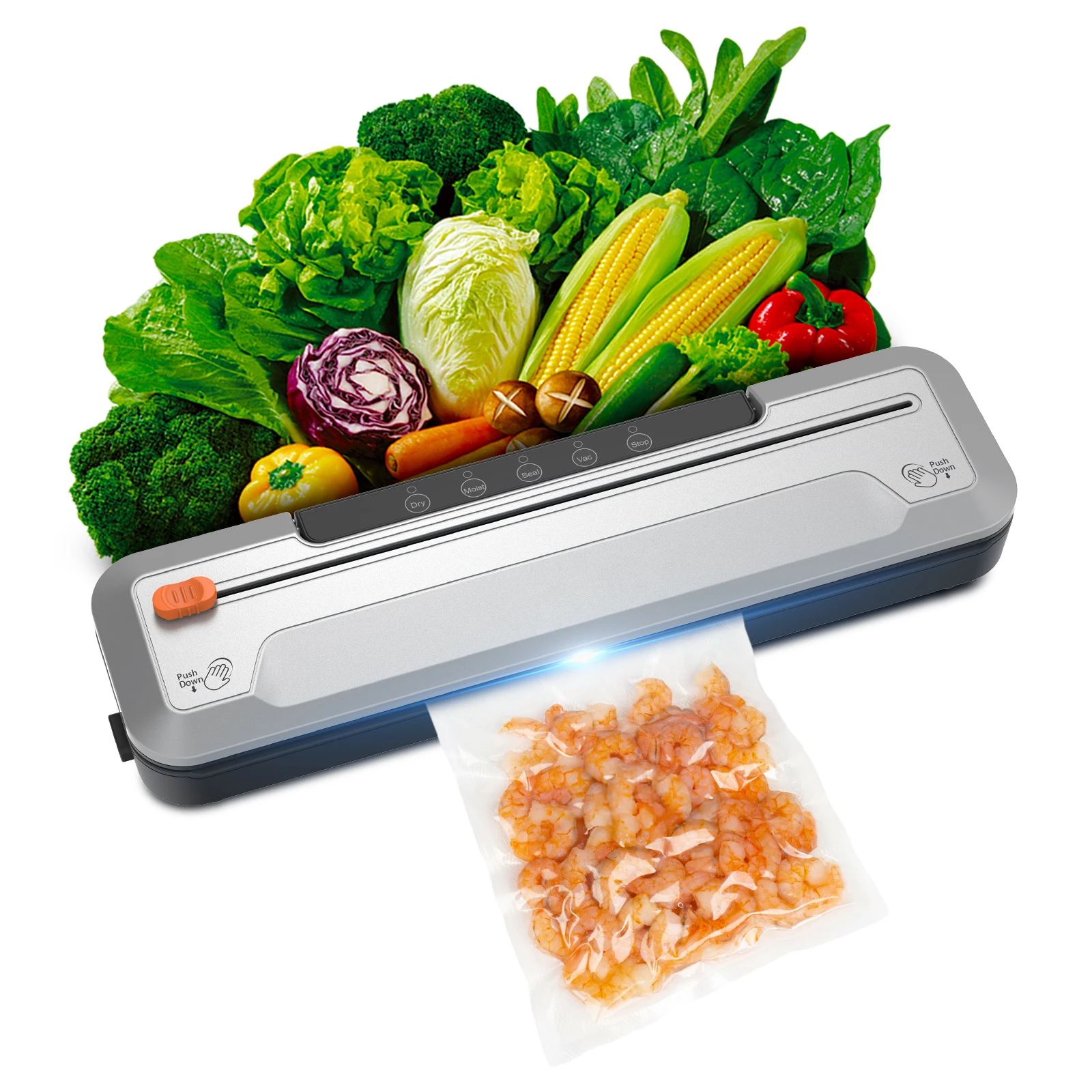 Vacuum Sealer Machine 55KPa Suction Power Automatic Vacuum Air Food Sealer with External Cutter 10pcs Seal Bags Dry Moist Seal