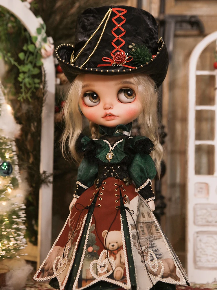 

Bjd Doll 2023 Christmas Carol Dress Lolita Skirt Clothes Suit 1/6 1/4 1/3 Blythe 27cm OB27 45cm SDGR SD16 Custom Size