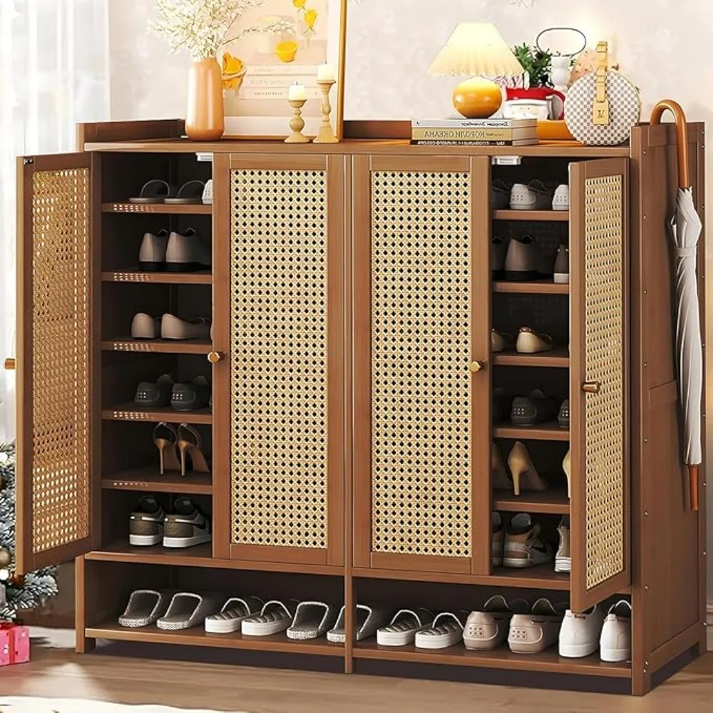 

Bamboo Shoe Cabinet with 8 Tier Rack, Closet & Entryway Storage for 36-40 Pairs, Organizer