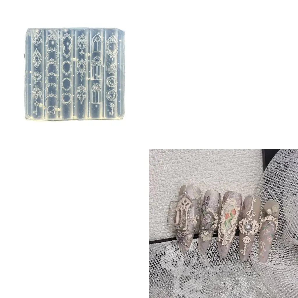 195C Silicone Art Stamp Mold With European Baroque Floral Relief Patterns Handmade Manicure Creation Mould