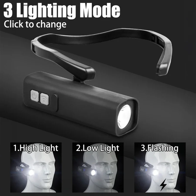 Removable Ear Clip Headlamp Waterproof Super Bright Ear Hook Rechargeable  Headlight 3 Lighting Modes LED Flashlight Fishing New