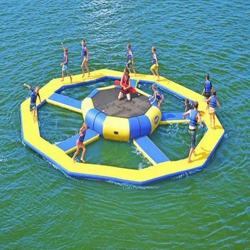 Rental Inflatable Splash Padded Water Bouncer Inflatable Water Trampoline Floating Water Trampoline Parks
