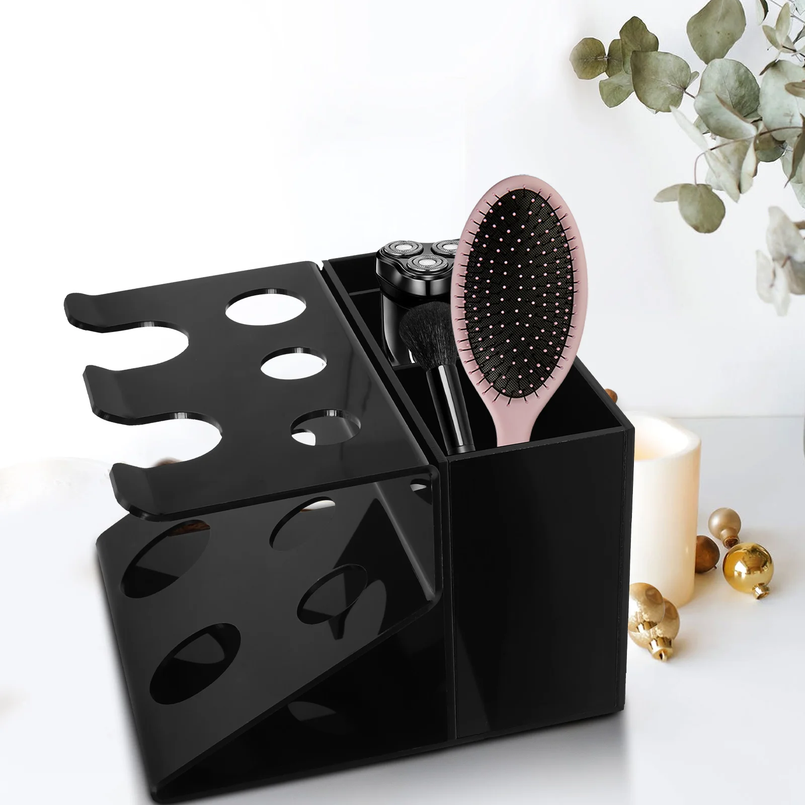 

Multi-Compartment Clear Desk Organizer for Makeup Brushes Cosmetics Skincare Tools Razor Holder Bathroom Vanity Storage Solution