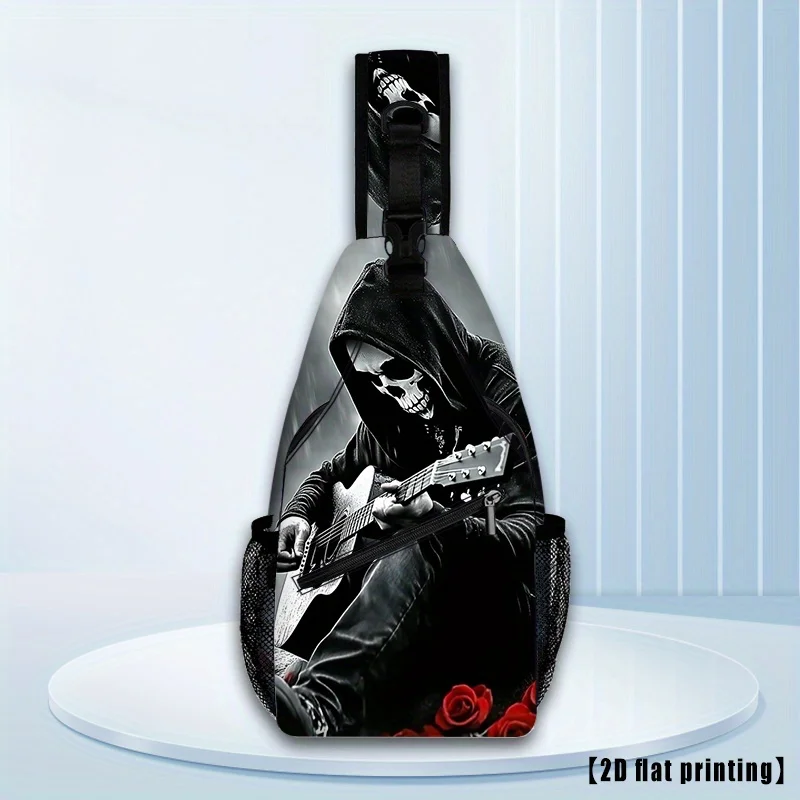 A Skull with Glasses Plays Guitar (26)/ Adjustable Shoulder Straps for Men And Women Crossbody Bags Shoulder Bags