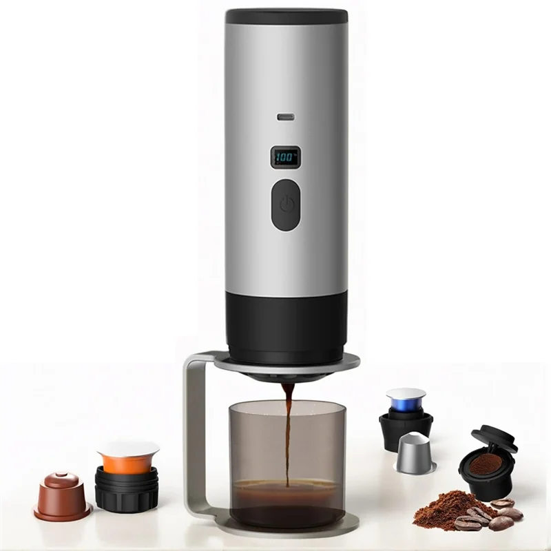 A98I-For Travel Compatible 3 In 1 Coffee Maker, Mini Espresso Machine Self-Heating Feature For Car, Hiking, Camping, Office Sett