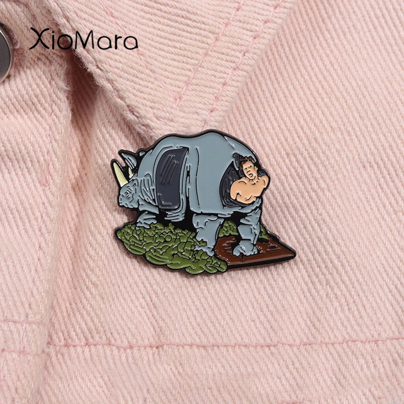 Ace Ventura-Pin esmaltado de rinoceronte, inspiración de película divertida, fragmento de película clásica, broche de Metal, insignia de solapa, regalos de joyería para amigos
