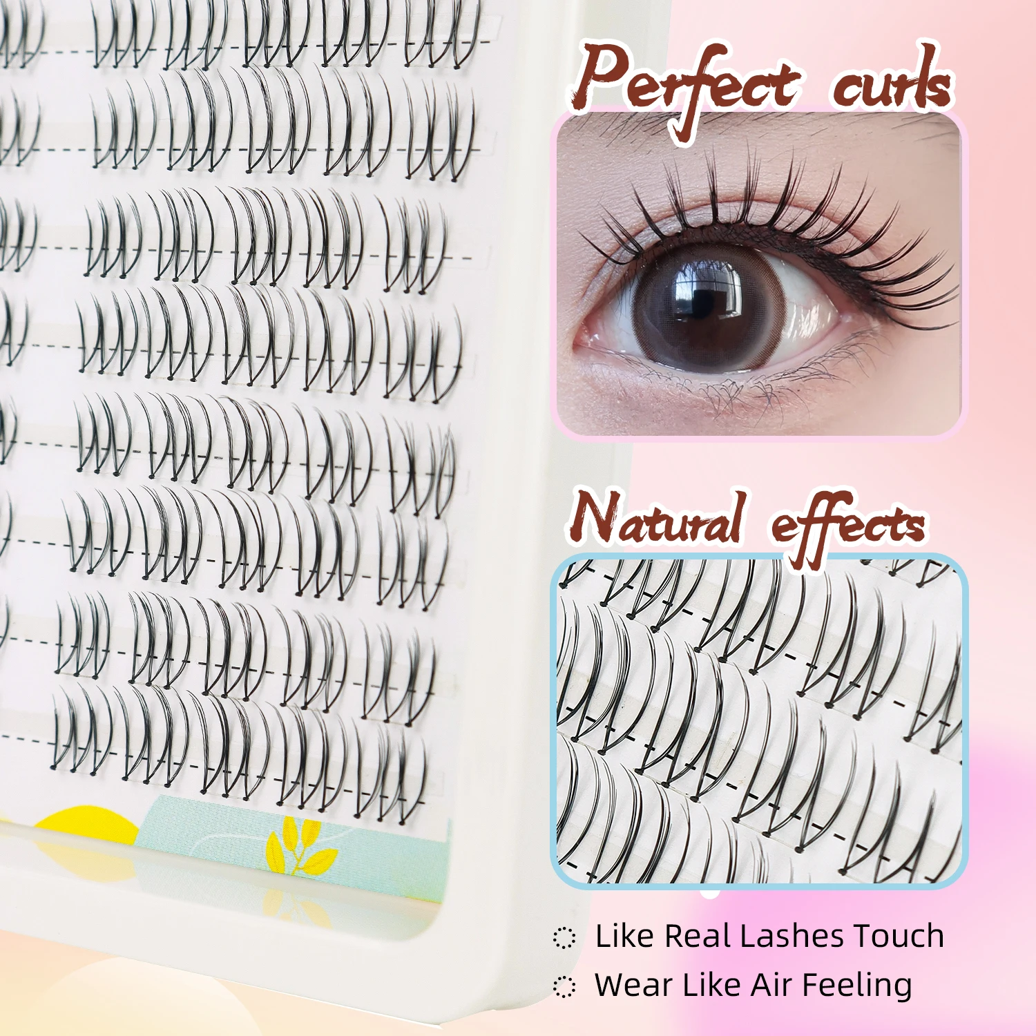 120Pcs Eyelash Clusters, Hand Pulled Hair, U-shaped Girl Group Eyelashes, 6-11mm, Manga Eye Fairy False Eyelashes, Korean style
