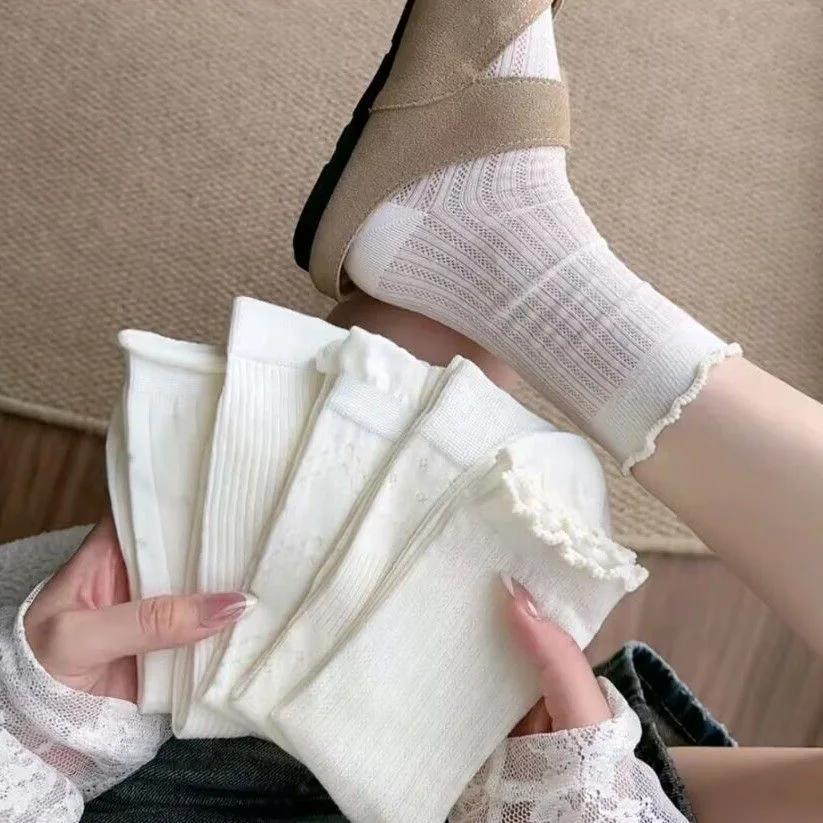 

Женские тонкие длинные свободные носки JK Lolita, милые японские однотонные дышащие хлопковые чулки для девочек на весну и лето