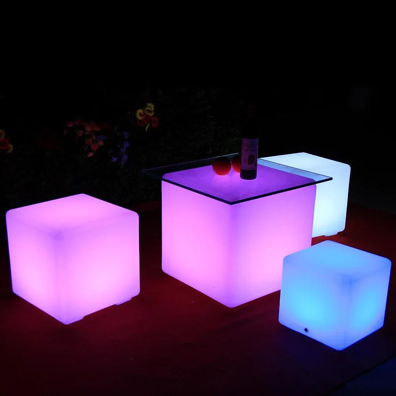 

LED light-emitting cube stool bar table chair furniture coffee table outdoor activity square shape courtyard colorful night ligh