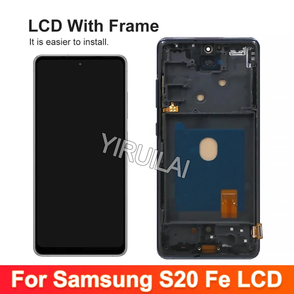 Layar OLED lcd SM-G781 Samsung S20 FE G781U G781B, layar LCD dengan bingkai layar sentuh pengganti rakitan Digitizer