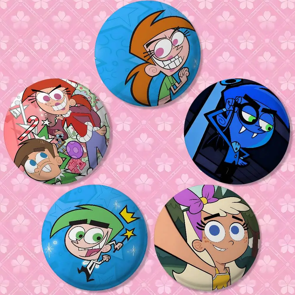 Anime The F-Fairly O-OddParents Brooches Stylish Ornament Pins Exquisite Round Badge Bag Accessories Jewelry Gifts