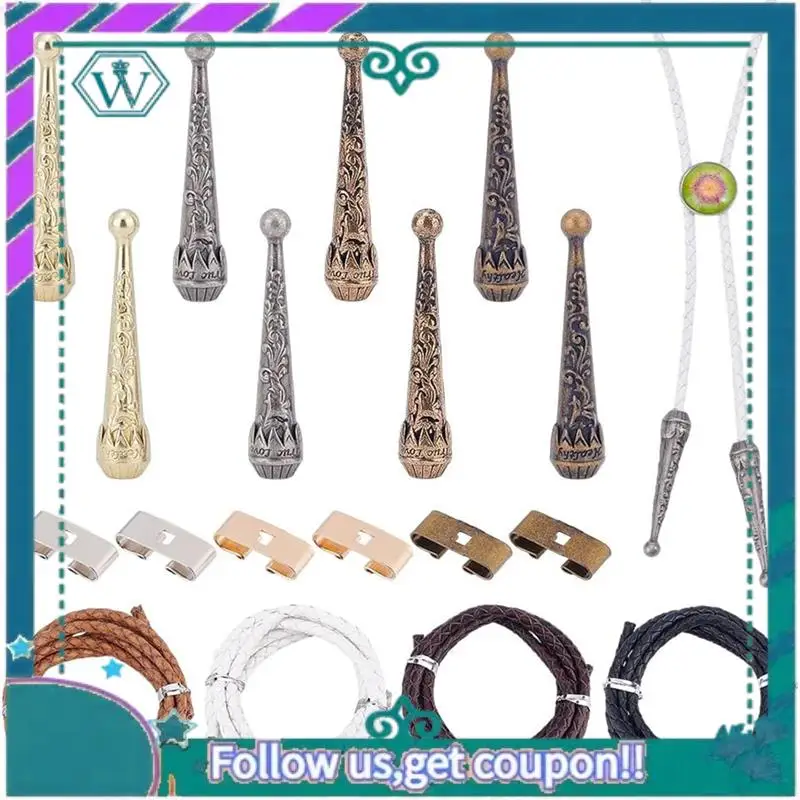 

Premium Bolo Tie Making Kit, Bolo Tie Tips Replacement End Caps Kit Rectangle Bolo Tie Buckle Accessories For Bolo Tie Making