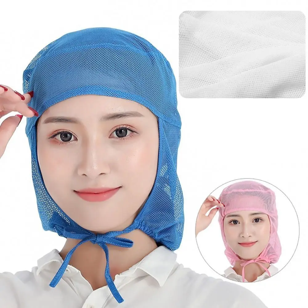 Breathable Mesh Mesh Work Cap Adjustable Fit Wide Brim Food Service Cap Elastic Back Mesh Hair Cover Restaurant Kitchen