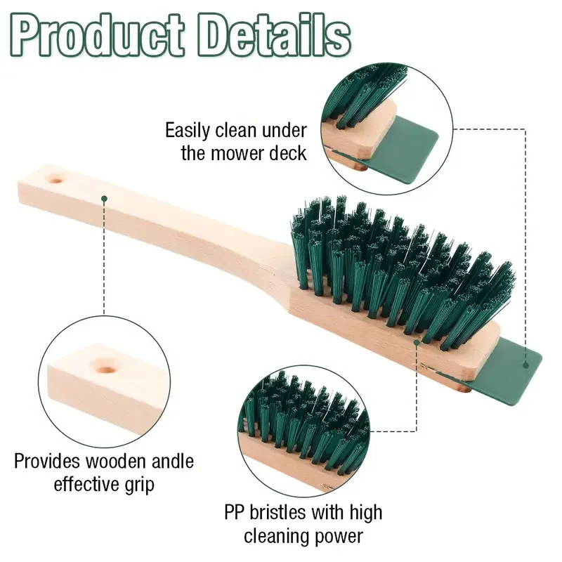 Juego de herramientas de limpieza para cortacésped ergonómico con raspadores de mango largo y cepillo de cerdas duras para un cuidado eficiente del césped