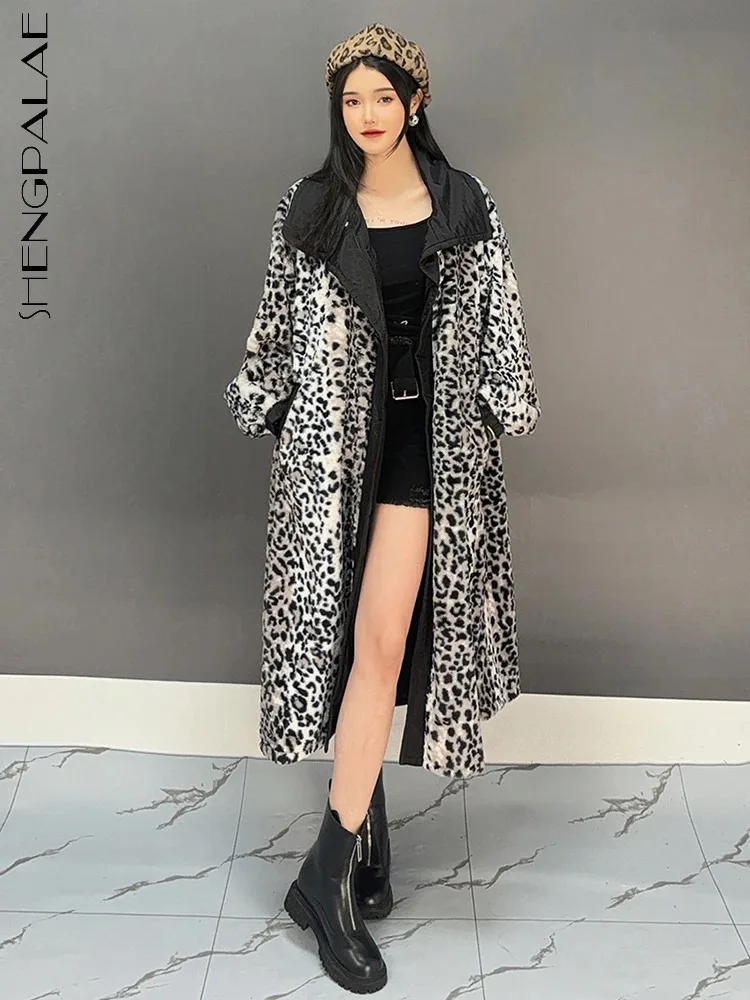 

SHENGPALAE Vinatge Print Trench Coat Women Lapel Full Sleeve Spliced Pockets New 2024 Fashion Outwear Female Clothing 5C1643