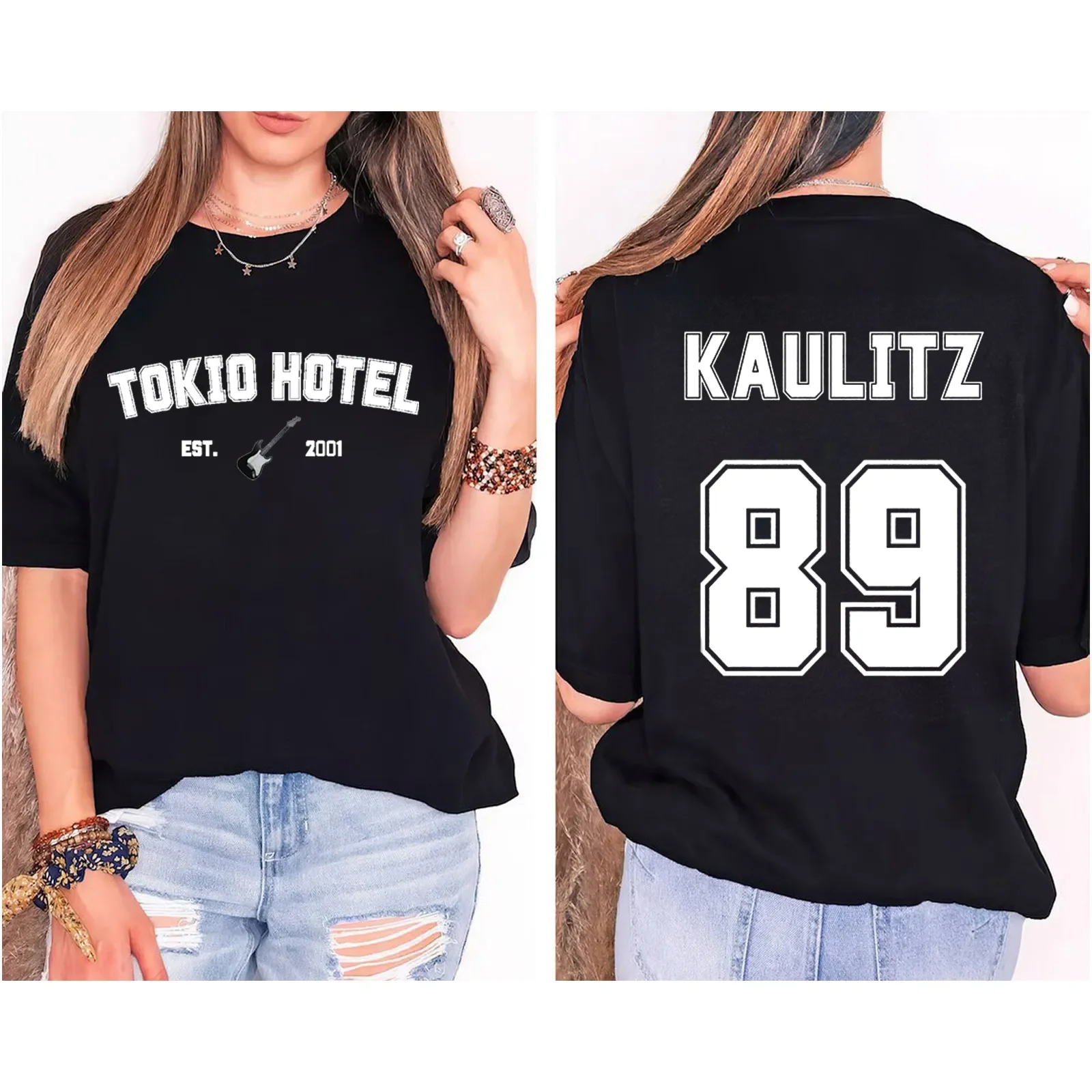 Tokio Hotel ModaL T-shirt Rock Band Kaulitz Back Print Germany Summer Short Sleeve Black Tee Men Women Plain Clothes y2k top