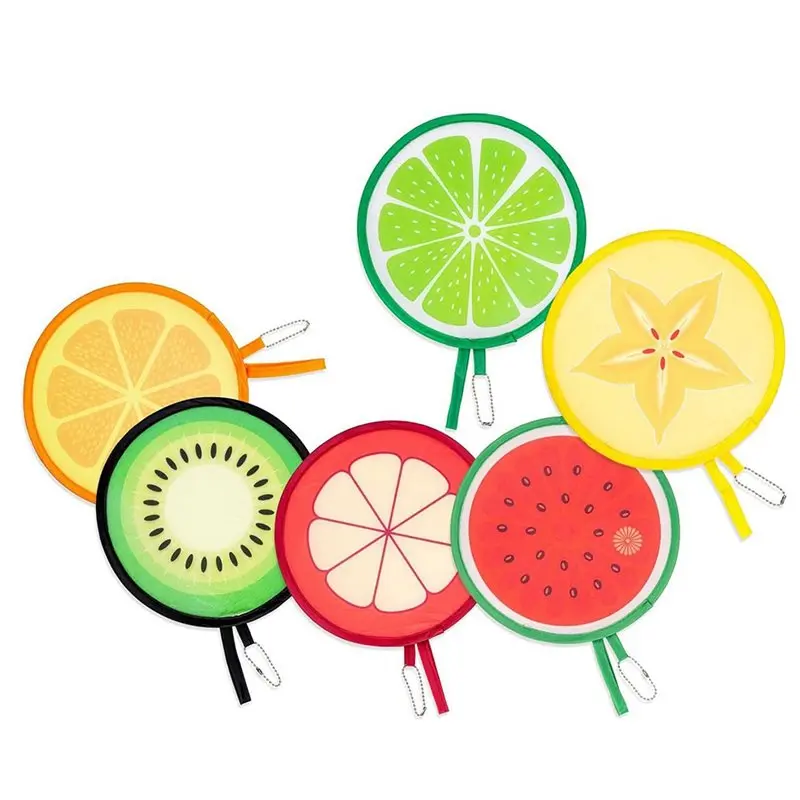 ABKO-Folding Hand Fan Fruit Print Round Pocket Fan For Summer Beach Travel Festival Party Outdoor Decoration Handheld