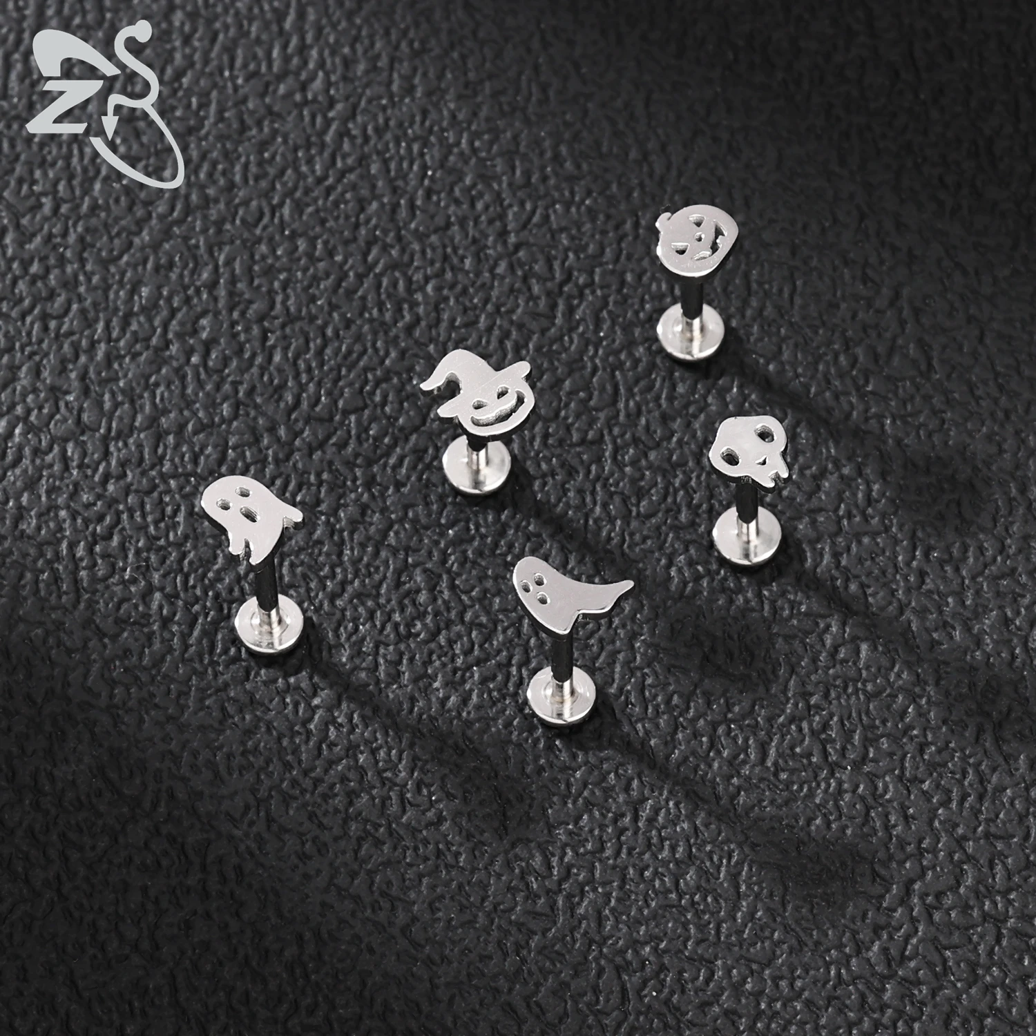 ZS-Piercing De Lábios De Aço Inoxidável, Anel Labret, Anel De Lábios De Rosca, Fantasma, Abóbora, Cartilagem, Hélice, Trago, Brincos, Hélice, Dia Das Bruxas, 1 Pc