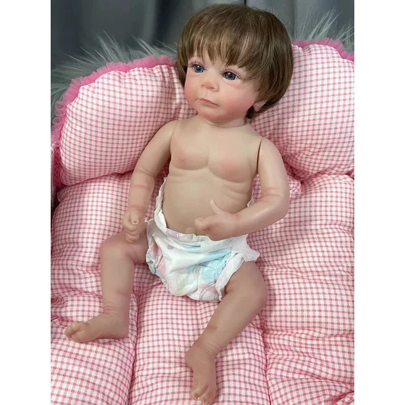 

48cm Full Body Vinyl Reborn Baby Doll Felicia Handmade Hand-Rooted Hair Visible Veins