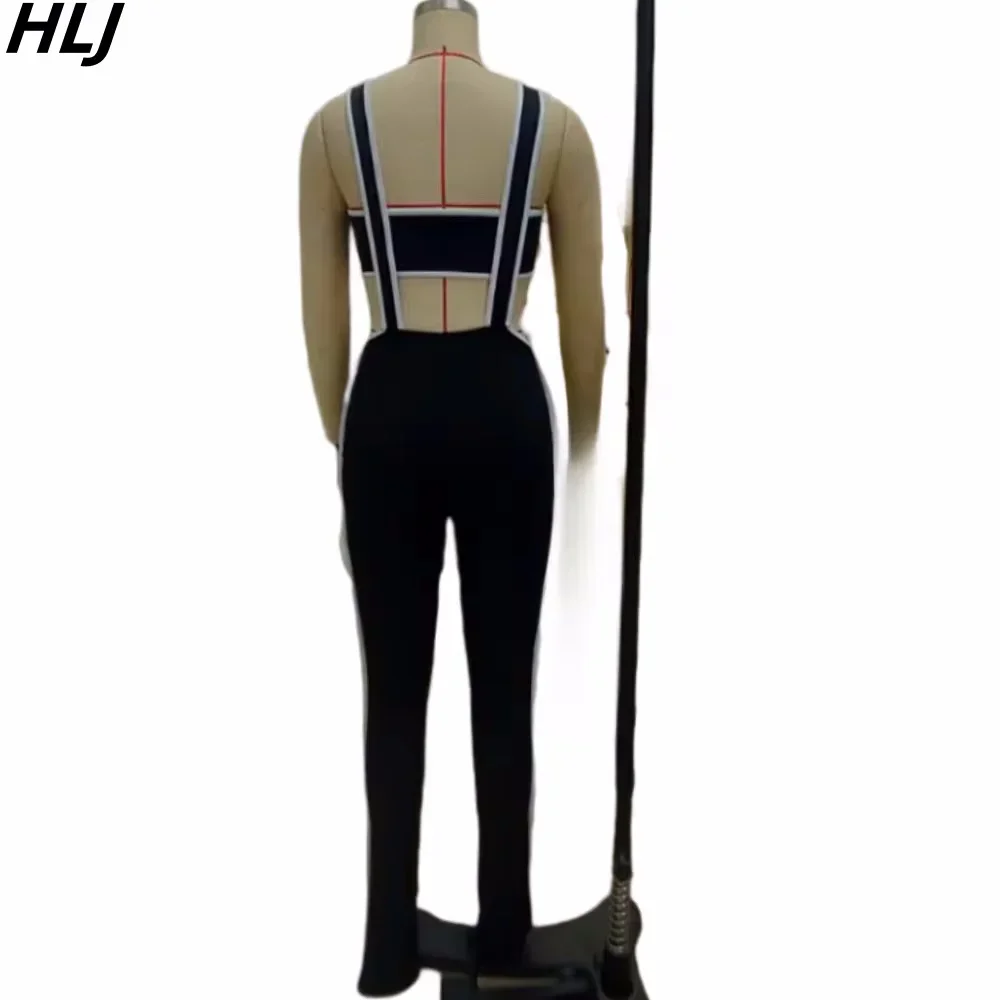 HLJ Spring New Strap Skinny Pants Two Piece Sets Women Off Shoulder Backless Tube And Pants Outfits Female 2pcs Streetwear 2024