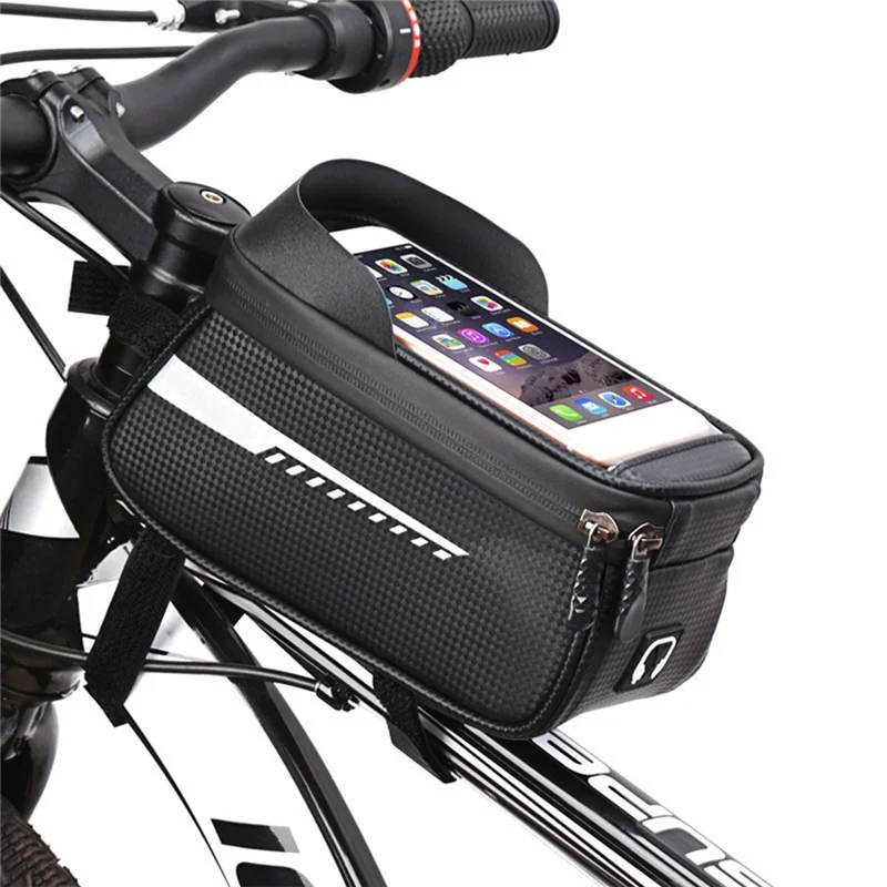 

AS98-Waterproof Bicycle Phone Bag With Touch Screen, Front Top Tube Mountain Bike Bag, Cycling Phone Holder