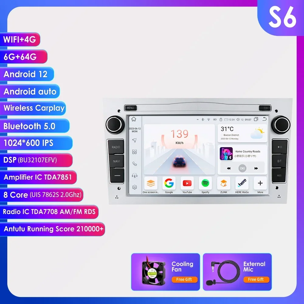 2 Din Android 12 Stereo Autoradio Multimedia Speler Gps Navi Voor Opel Corsa C Signum Vivaro Astra H Corsa D Zafira Tigra Twintop