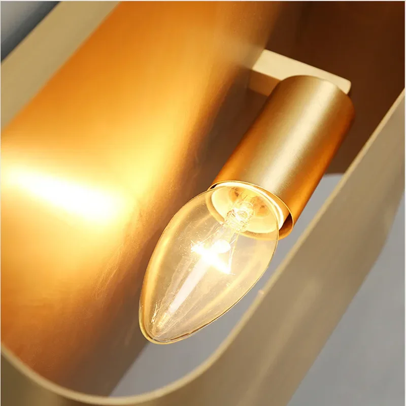 Modern Minimalist Designer Creative Art Minimalist Copper Brass Wall Sconce Wall Lamp for Study Living Room Bedside Stairs light