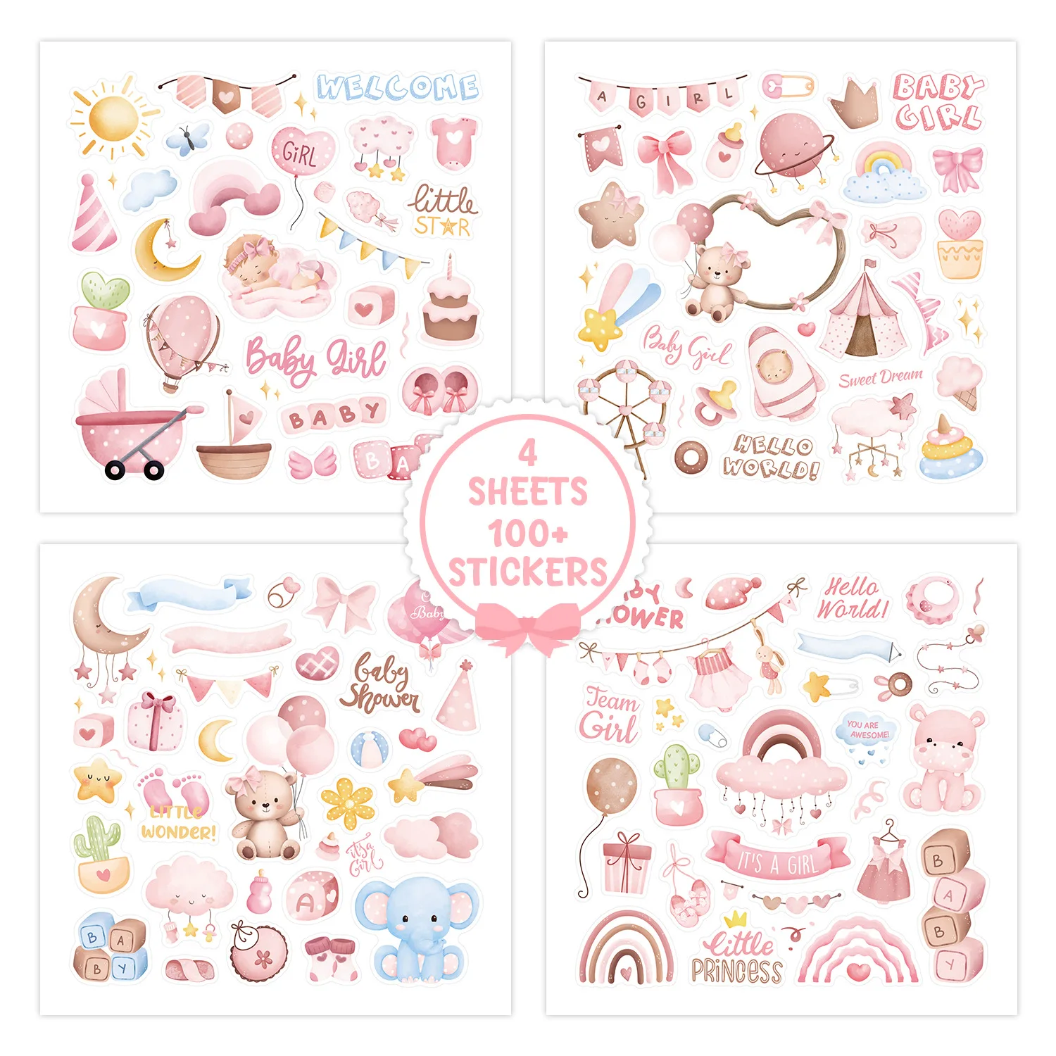 

4 листа наклеек для скрапбукинга для мальчиков, различные дизайны, милые наклейки для малышей, очаровательные принадлежности для скрапбукинга для сохранения памяти о новорожденных