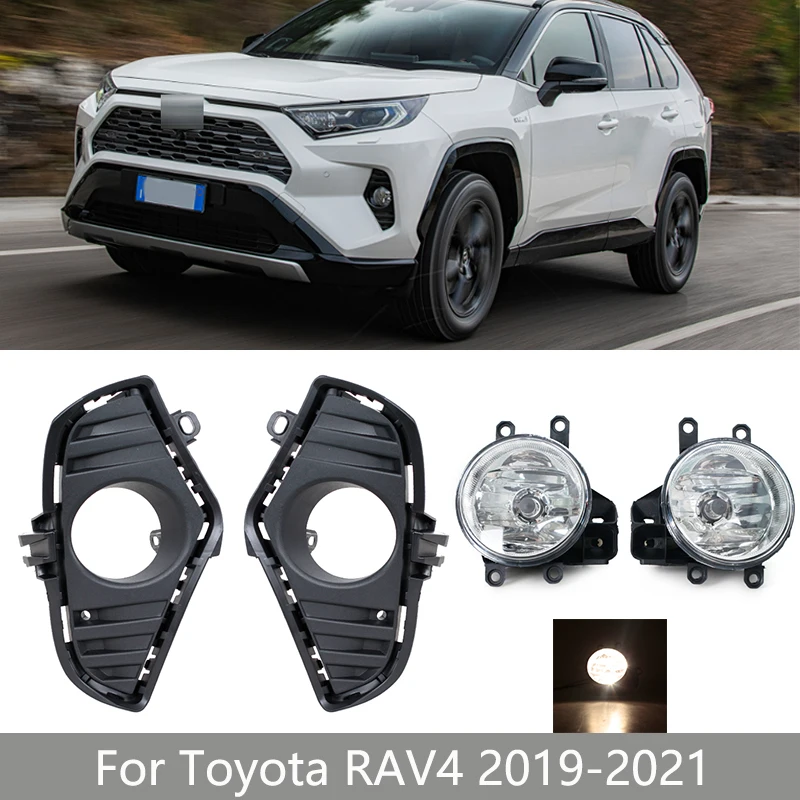 

Foglamp For Toyota RAV4 2019 2020 2021 Front Bumper Fog Light Lamp Frame Cover Cap Bezel