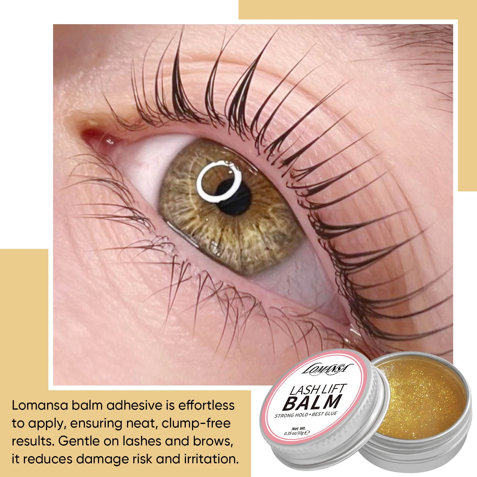 Lomansa 10g 솔리드 속눈썹 리프트 접착제 고정 접착제 비 자극 향기로운 눈썹 솔리드 접착제 리프팅 속눈썹 밤 다림질 도구
