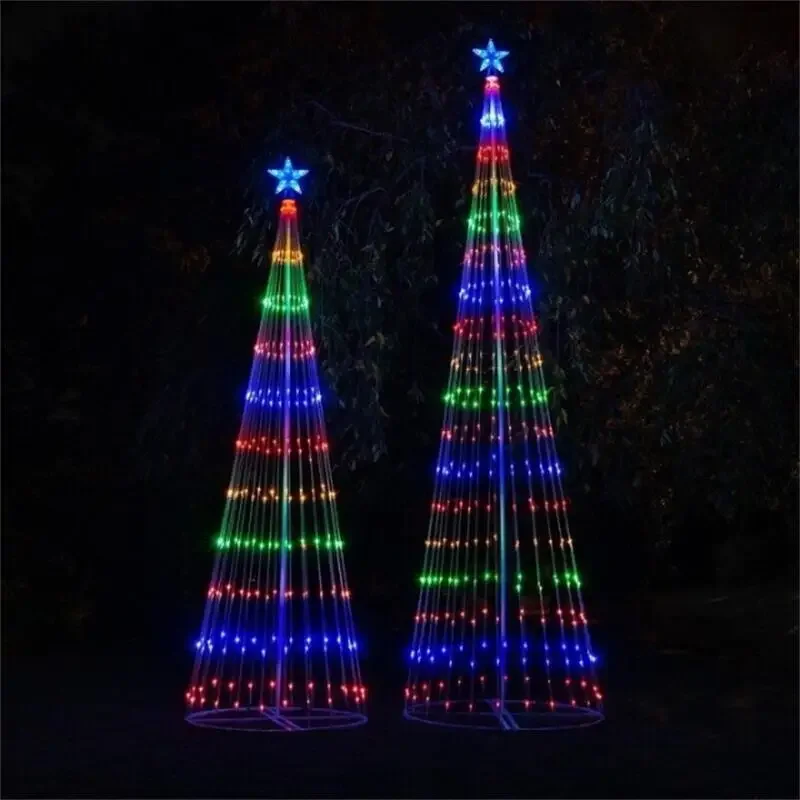 Christmas Tree LED  Lightshow String Waterfall Star Lights Outdoor Colourful Multicolor For Garden Yards Wedding Party EU Plug