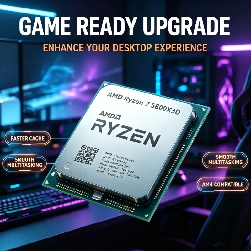 Ryzen 5000 Series Desktop Processor 5800X3D AM4 8C16T 5GHz DDR4 96MB Cache 105W Loose Processor Without Cooler